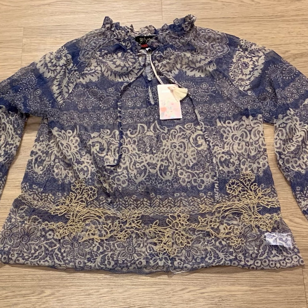 NWT Johnny Was Mazzy Peasant Sheer Boho Blouse in Francis Size M - Picture 7 of 16